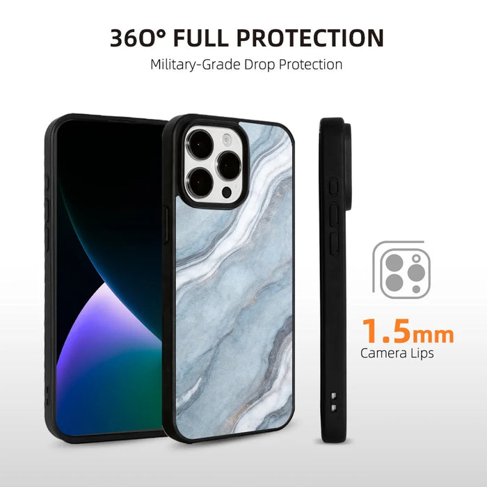 EYCASE for iPhone 13 Pro Max Magnetic Case Marble Pattern TPU + Acrylic Shockproof Phone Cover - Blue Gold Sand Marble Pattern - 2