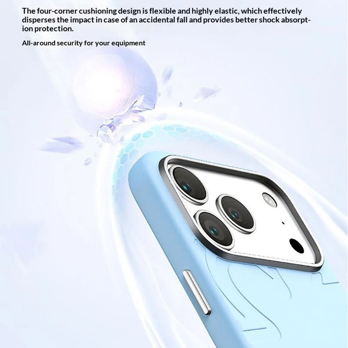 For iPhone 18 Pro / 17 Pro Magnetic Case Flower Pattern Liquid Silicone Slim Shockproof Phone Cover - Baby Blue - 6