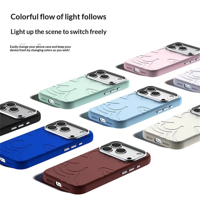 For iPhone 18 Pro / 17 Pro Magnetic Case Flower Pattern Liquid Silicone Slim Shockproof Phone Cover - Baby Blue - 7