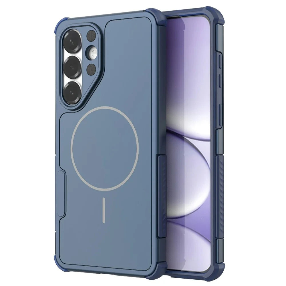 For Samsung Galaxy S26 Magnetic Case Shockproof Airbag PC+TPU Phone Cover - Blue - 1