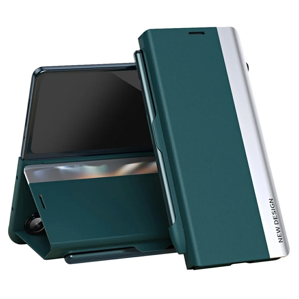 For Samsung Galaxy Z Fold8 Ultra Case Stand Leather Phone Cover with Pen Holder - Green - 1