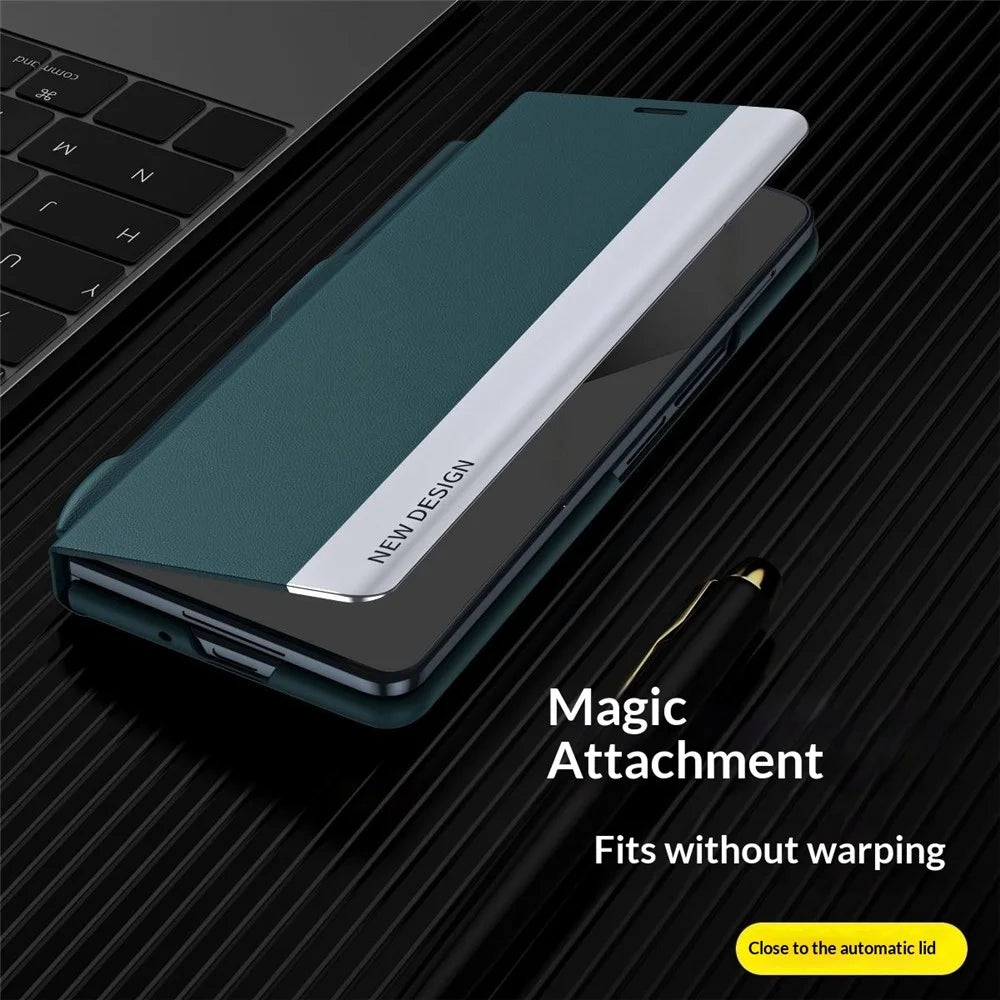 For Samsung Galaxy Z Fold8 Ultra Case Stand Leather Phone Cover with Pen Holder - Green - 5