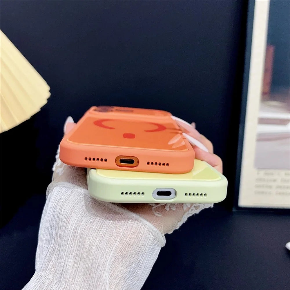 For iPhone 17 Pro Max Magnetic Case TPU Acrylic Tempered Glass Back Panel Protective Phone Cover - Orange - 7