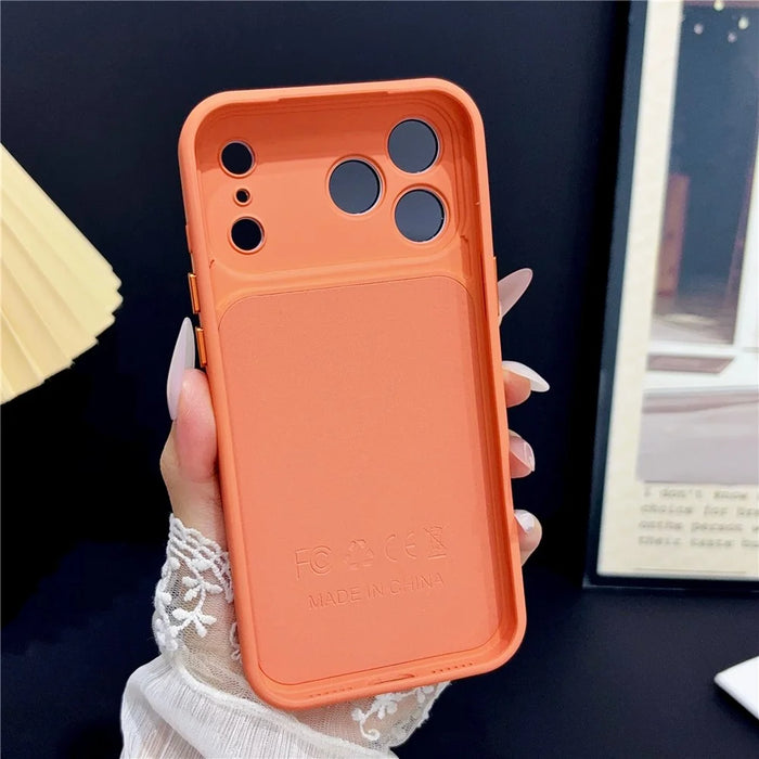 For iPhone  18 Pro / 17  Pro Magnetic Case TPU Acrylic Tempered Glass Back Panel Protective Phone Cover - Orange - 3