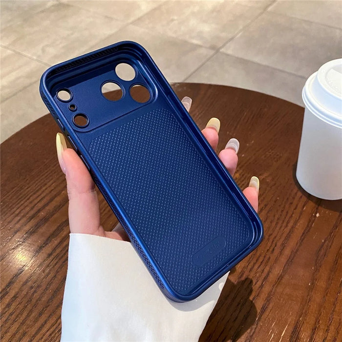 For iPhone 17 Pro Magnetic Case Matte PC + TPU Heat Dissipation Phone Cover with Tempered Glass Screen Protector - Blue - 3