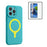 For iPhone 16 Pro Max Magnetic Case Liquid Silicone Anti Scratch Phone Cover with Tempered Glass Screen Protector - Mint Blue - 1