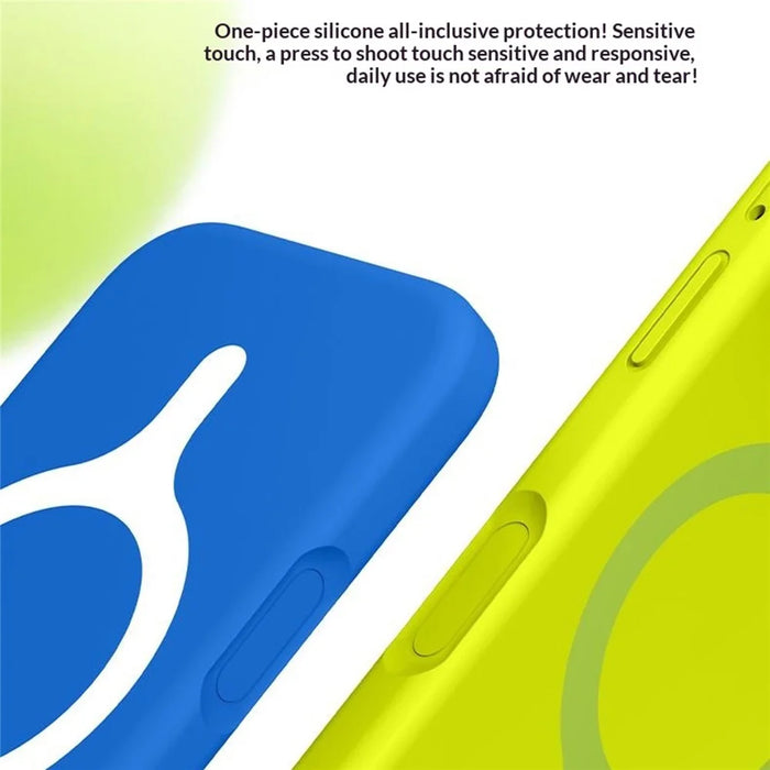 For iPhone 17 Magnetic Case Liquid Silicone Anti Scratch Phone Cover with Tempered Glass Screen Protector - Avocado Green - 2