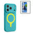 For iPhone 17 Pro Max Magnetic Case Liquid Silicone Anti Scratch Phone Cover with Tempered Glass Screen Protector - Mint Blue - 1