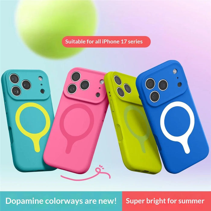 For iPhone 17 Pro Max Magnetic Case Liquid Silicone Anti Scratch Phone Cover with Tempered Glass Screen Protector - Mint Blue - 6