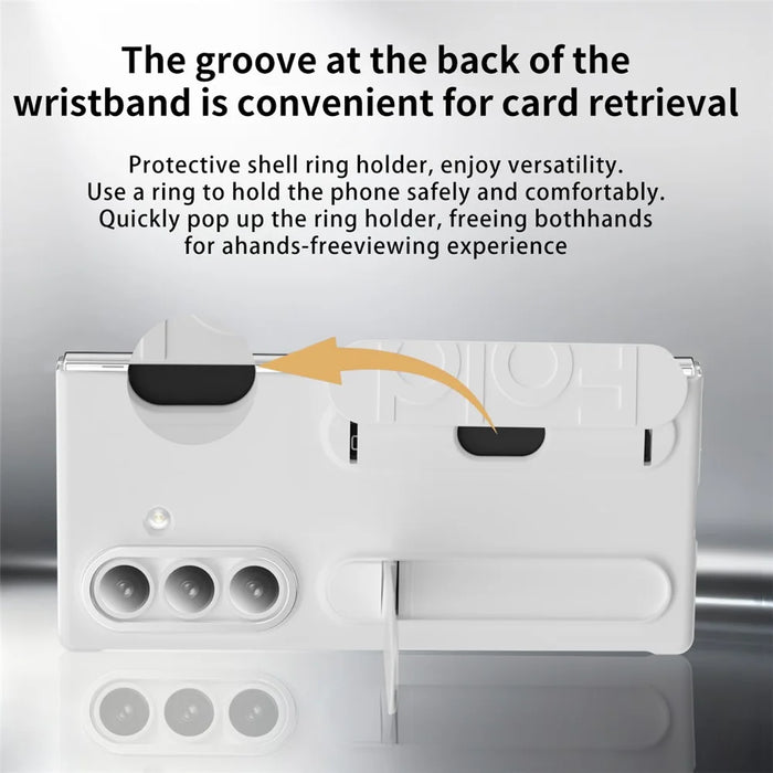 For Samsung Galaxy Z Fold8 Ultra Case Card Slot Kickstand Hinge Protection PC Shockproof Phone Cover - White - 5
