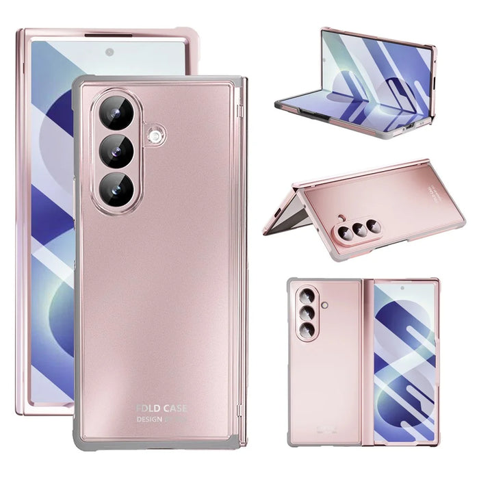 For Samsung Galaxy Z Fold8 Ultra Case Full Coverage PC + TPU Anti-drop Phone Cover with Tempered Glass Front Film - Pink - 1