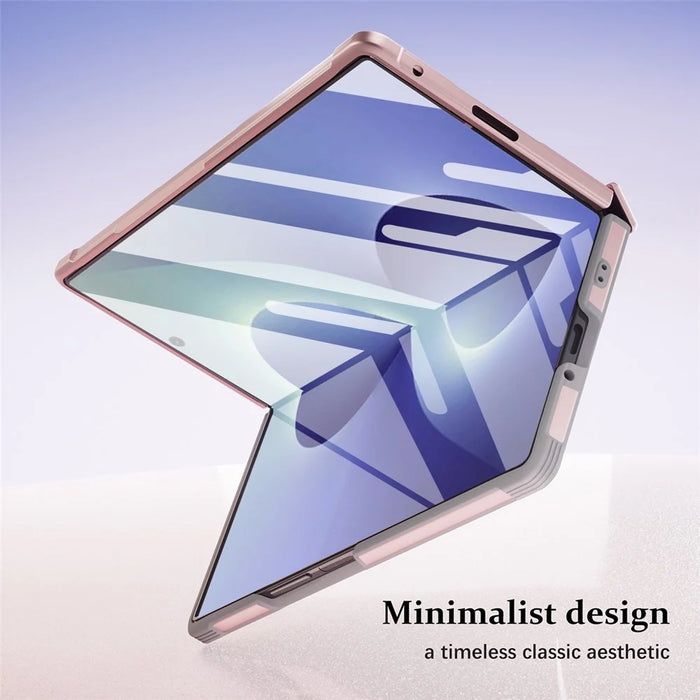 For Samsung Galaxy Z Fold8 Ultra Case Full Coverage PC + TPU Anti-drop Phone Cover with Tempered Glass Front Film - Pink - 3