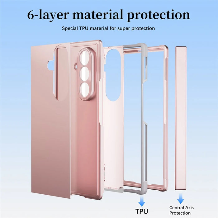 For Samsung Galaxy Z Fold8 Ultra Case Full Coverage PC + TPU Anti-drop Phone Cover with Tempered Glass Front Film - Pink - 4