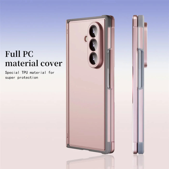 For Samsung Galaxy Z Fold8 Ultra Case Full Coverage PC + TPU Anti-drop Phone Cover with Tempered Glass Front Film - Pink - 5