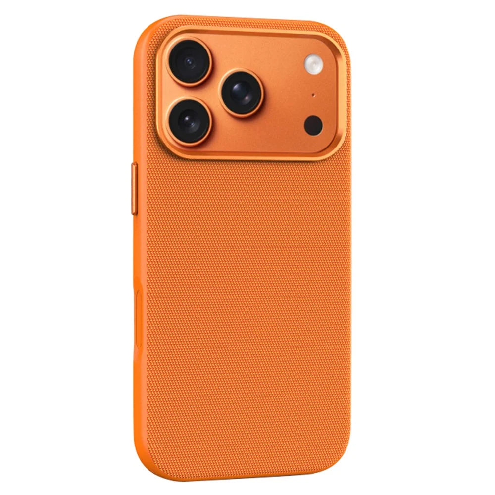 For iPhone 17 Pro Magnetic Case Woven Tech Fabric + TPU + PC Shockproof Protective Cover - Orange - 1