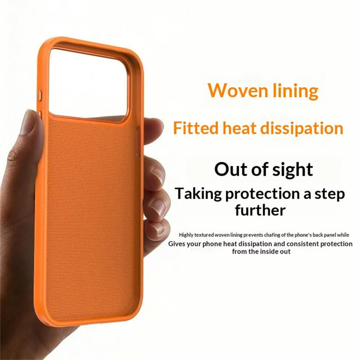 For iPhone 17 Pro Magnetic Case Woven Tech Fabric + TPU + PC Shockproof Protective Cover - Orange - 2