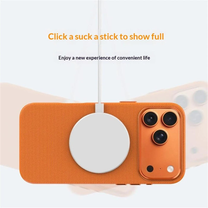 For iPhone 17 Pro Magnetic Case Woven Tech Fabric + TPU + PC Shockproof Protective Cover - Orange - 3