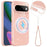 For Google Pixel 11 Pro Magnetic Case Glitter TPU Shockproof Phone Cover with Lanyard - Pink - 1