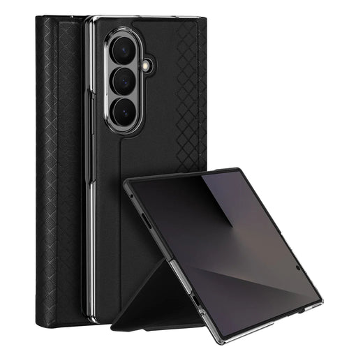 DUX DUCIS for Samsung Galaxy Z Fold8 Ultra Case  Bril Series Leather+PC Phone Cover with Stand - Black - 1