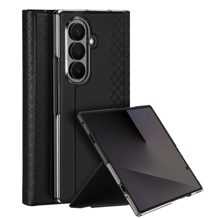 DUX DUCIS for Samsung Galaxy Z Fold8 Ultra Case  Bril Series Leather+PC Phone Cover with Stand - Black - 1