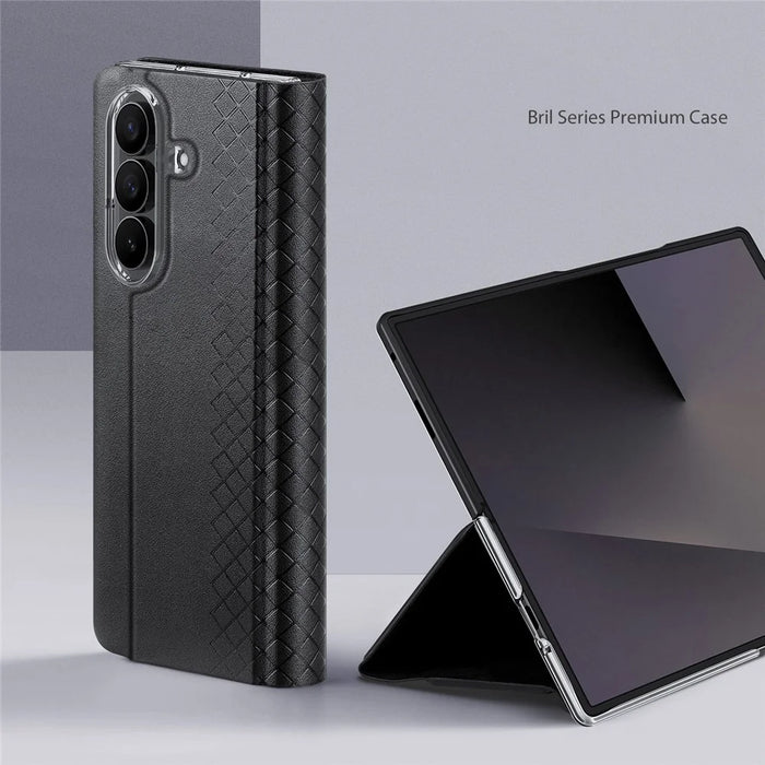 DUX DUCIS for Samsung Galaxy Z Fold8 Ultra Case  Bril Series Leather+PC Phone Cover with Stand - Black - 3