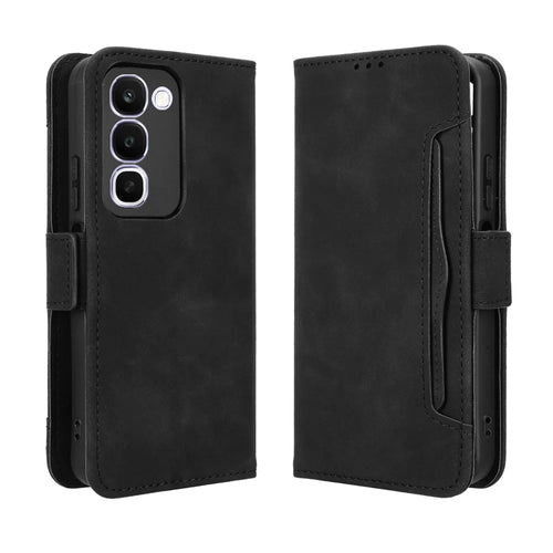 For Realme C100x 4G / C100 4G Leather Case Phone Wallet Cover with Multiple Card Slots - Black - 1