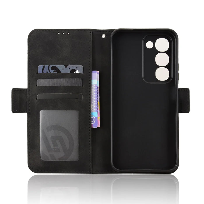 For Realme C100x 4G / C100 4G Leather Case Phone Wallet Cover with Multiple Card Slots - Black - 4