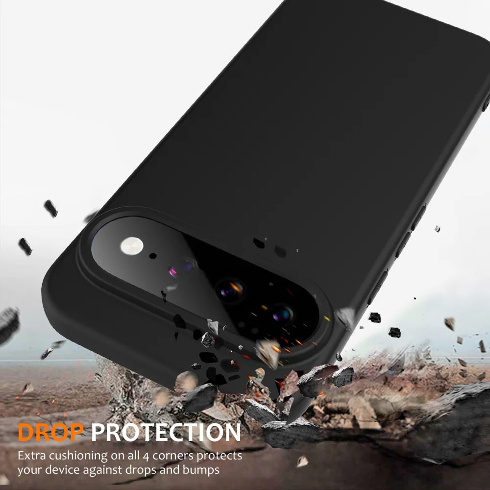 For Google Pixel 11 Pro XL Magnetic Case Anti-Drop Liquid Silicone Phone Cover with Lanyard - Black - 2
