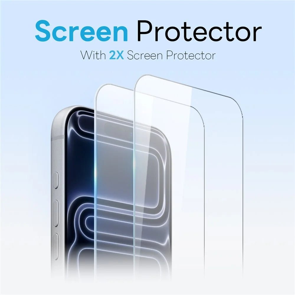 NORTHJO For iPhone 17 Pro Case with Magnetic Stand Compatible with MagSafe Translucent Matte Shockproof Phone Cover with 2Pcs Tempered Glass Protector + 2Pcs Lens Film - Orange - 3
