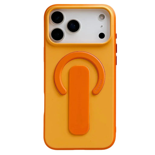 For iPhone 17 Pro Magnetic Case 2-in-1 Dual Color Shockproof Cover with Sliding Hidden Stand Compatible with Magsafe - Orange - 2