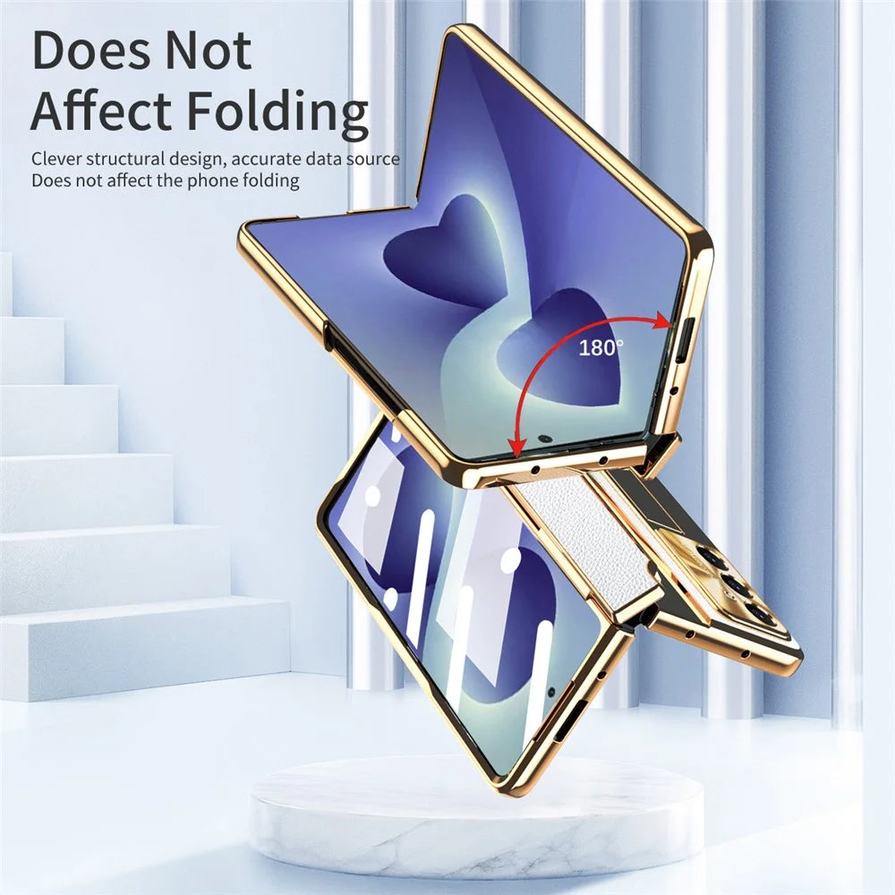 For Samsung Galaxy Z Fold8 Ultra Case Hinge Protection Leather + PC Shockproof Cover with Screen Protector - White - 5