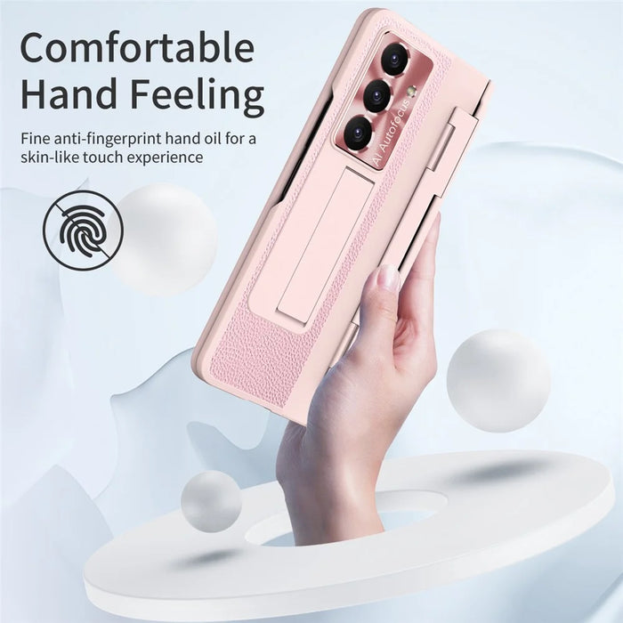 For Samsung Galaxy Z Fold8 Ultra Case Leather + PC Full Protective Phone Cover Cover with Screen Protector - Pink - 2