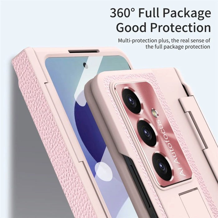 For Samsung Galaxy Z Fold8 Ultra Case Leather + PC Full Protective Phone Cover Cover with Screen Protector - Pink - 4