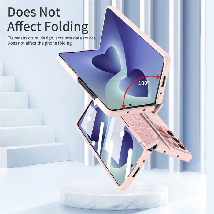 For Samsung Galaxy Z Fold8 Ultra Case Leather + PC Full Protective Phone Cover Cover with Screen Protector - Pink - 5