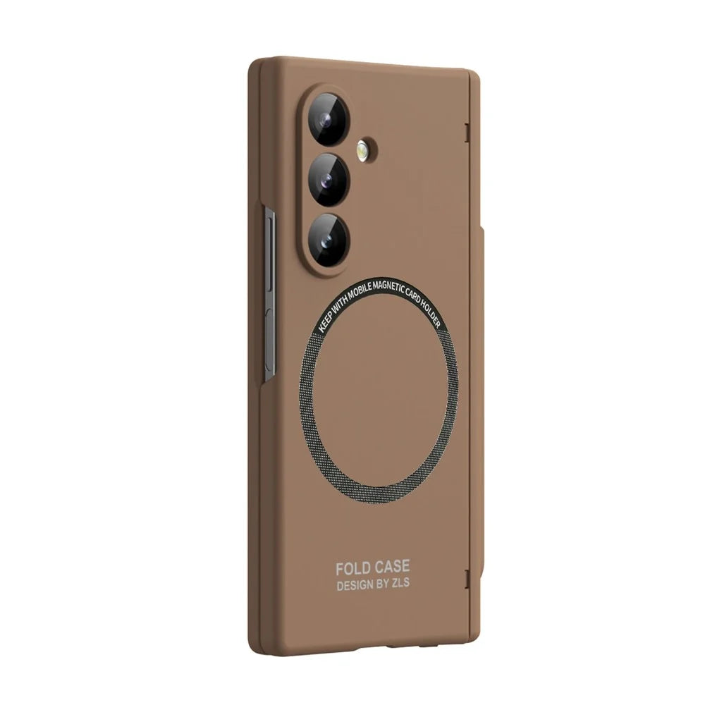 For Samsung Galaxy Z Fold8 Ultra Magnetic Case All-inclusive Shockproof Protective Cover with Tempered Glass Film / Stylus - Caramel - 2