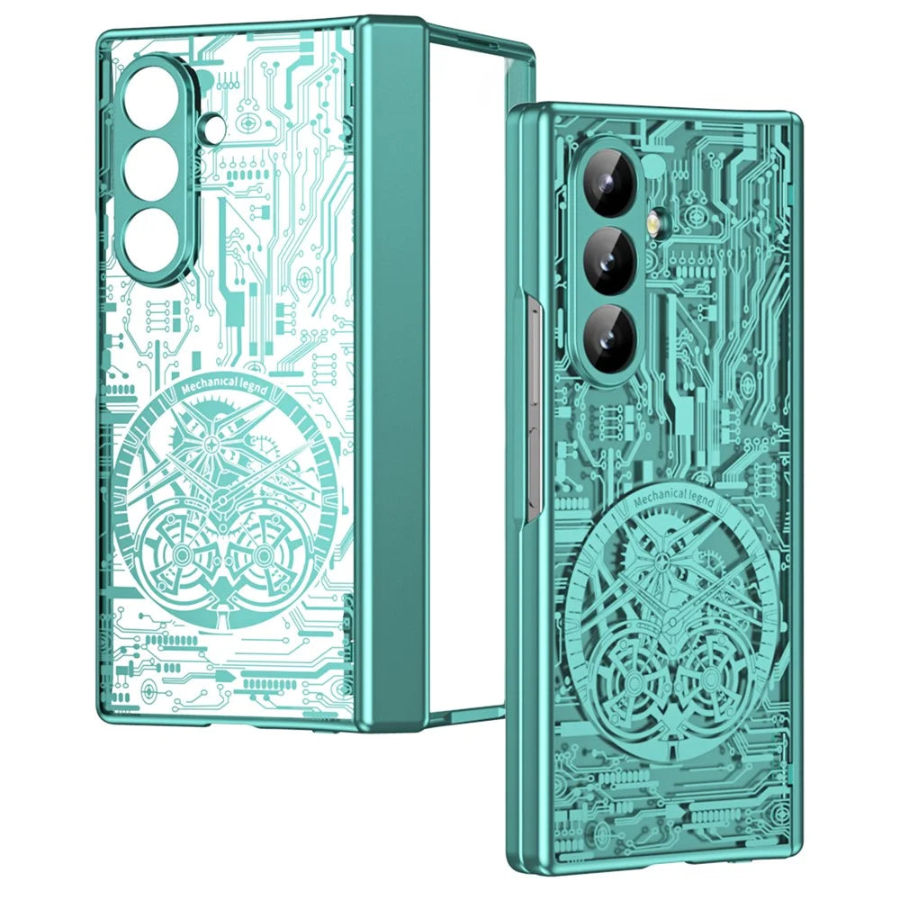 For Samsung Galaxy Z Fold8 Ultra Case Mechanical Legend Electroplating PC Phone Cover with Screen Film - Green - 2