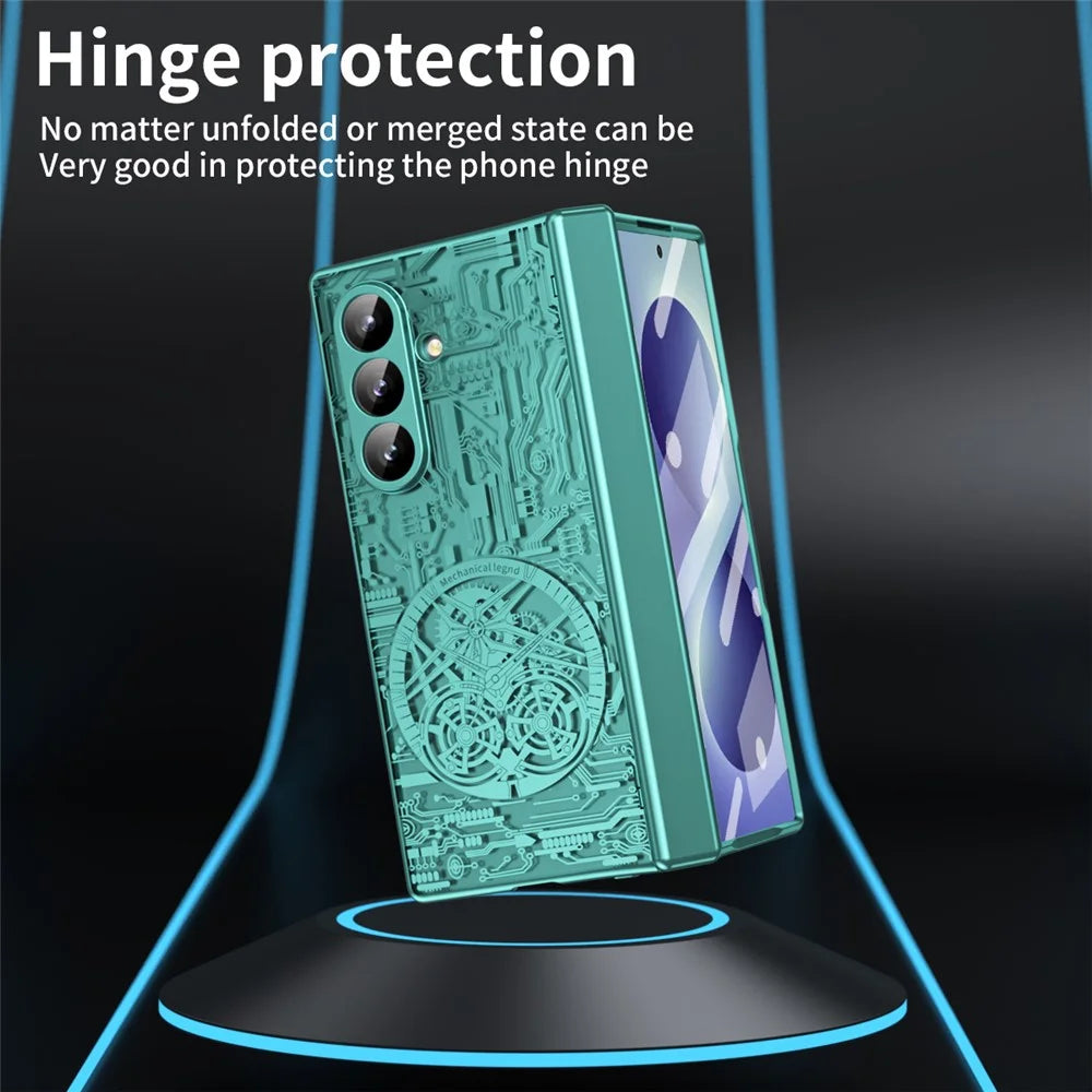 For Samsung Galaxy Z Fold8 Ultra Case Mechanical Legend Electroplating PC Phone Cover with Screen Film - Green - 4