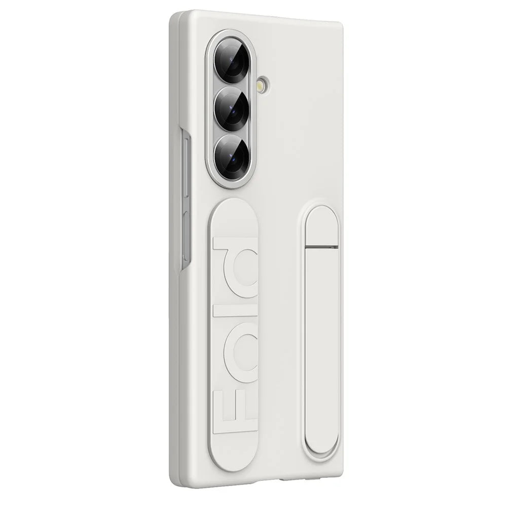 For Samsung Galaxy Z Fold8 Ultra Case Kickstand Wristband PC Phone Cover with Tempered Glass Film - White - 3