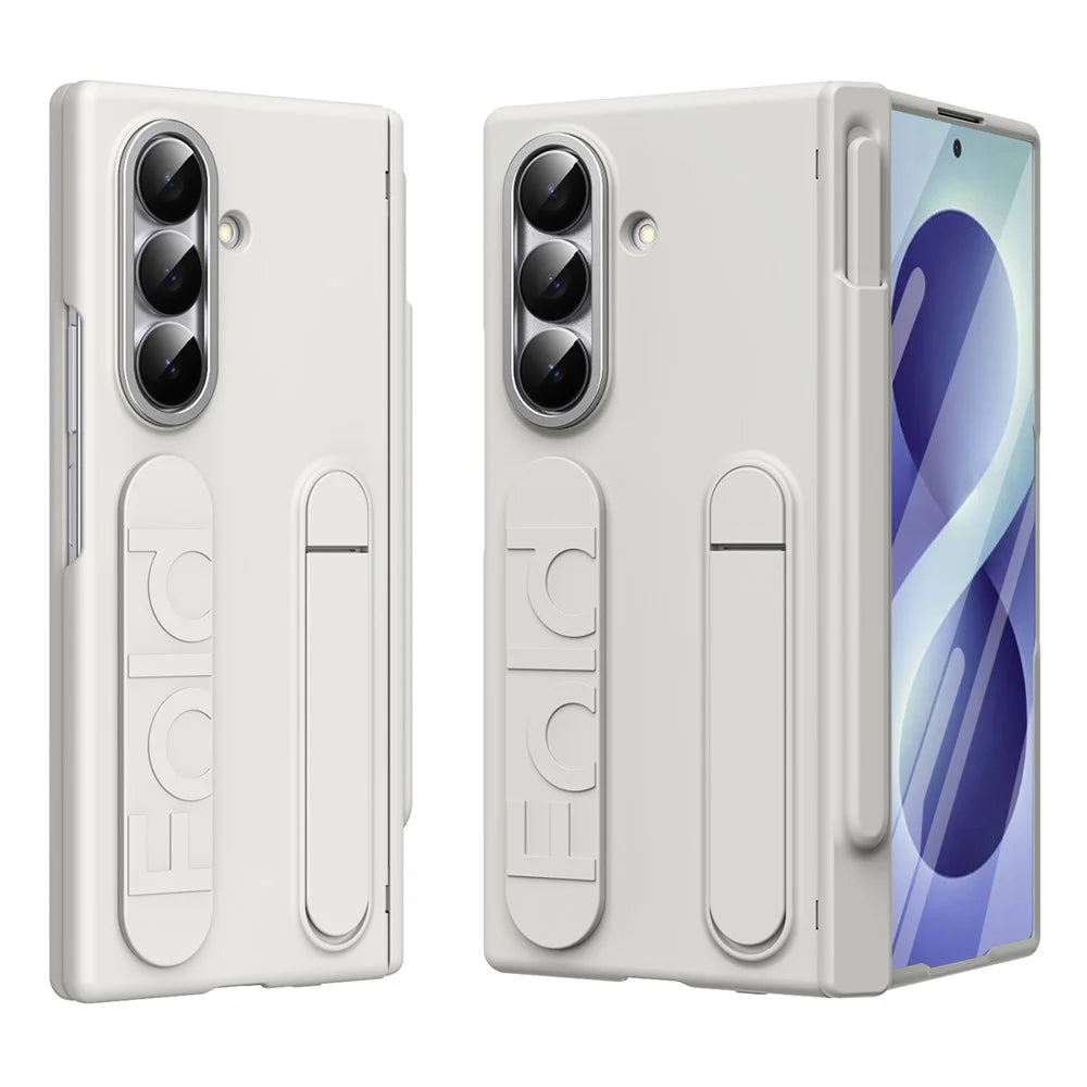For Samsung Galaxy Z Fold8 Ultra Case Kickstand Wristband Hard PC Phone Cover with Pen Slot / Stylus - White - 2