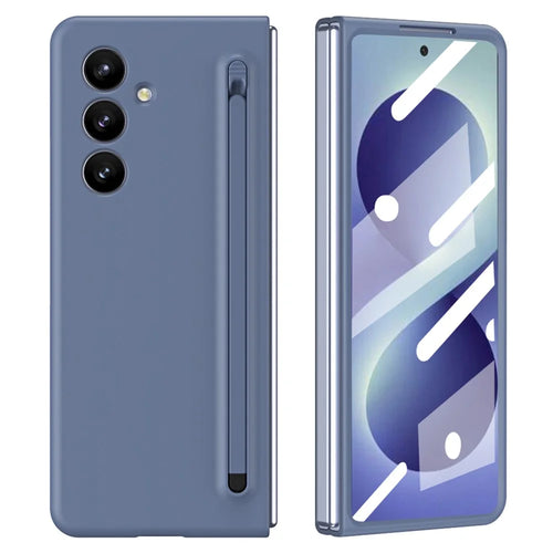 For Samsung Galaxy Z Fold8 Ultra Case PC Phone Cover with Stylus / Tempered Glass Film - Blue+Blue Stylus - 1