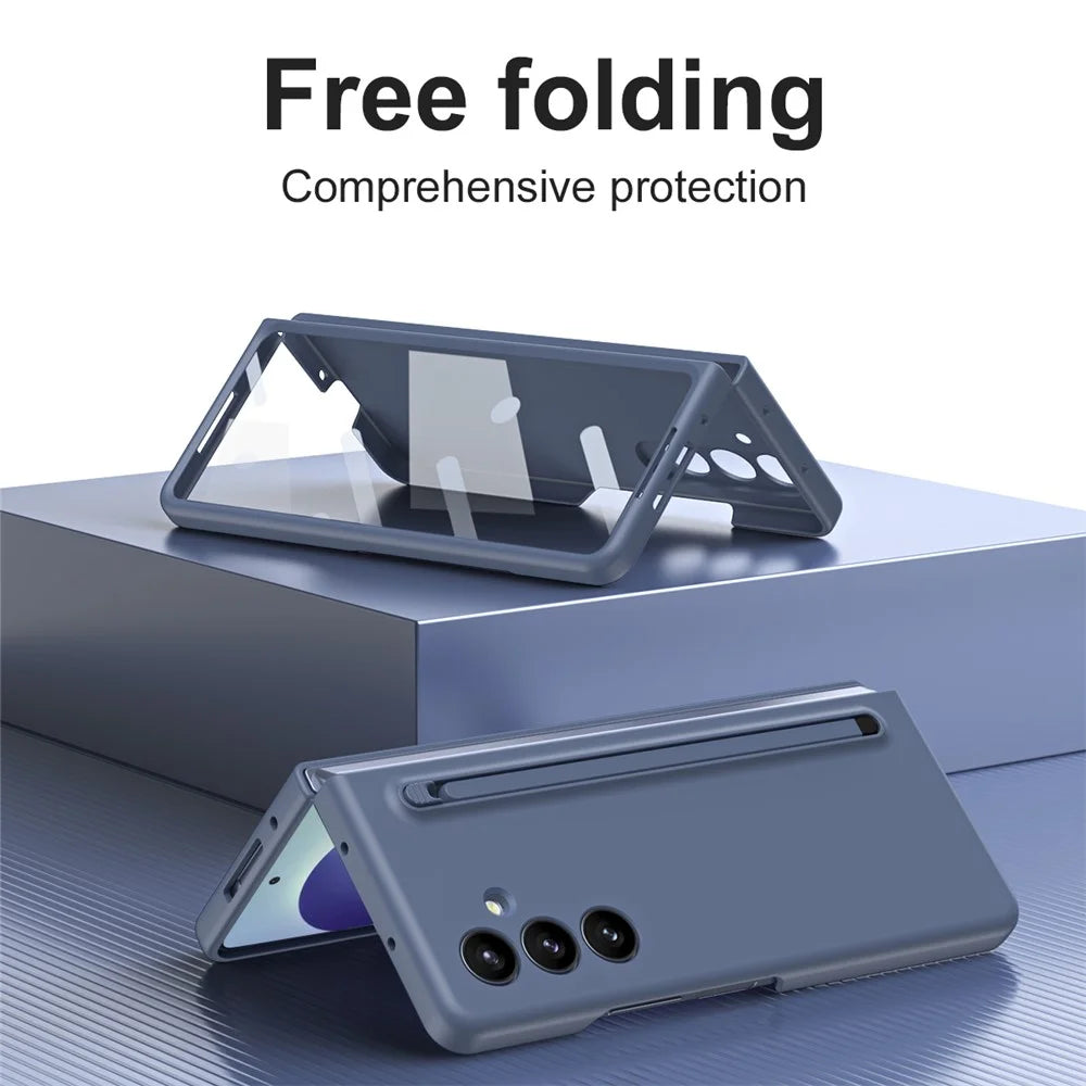 For Samsung Galaxy Z Fold8 Ultra Case PC Phone Cover with Stylus / Tempered Glass Film - Blue+Blue Stylus - 2