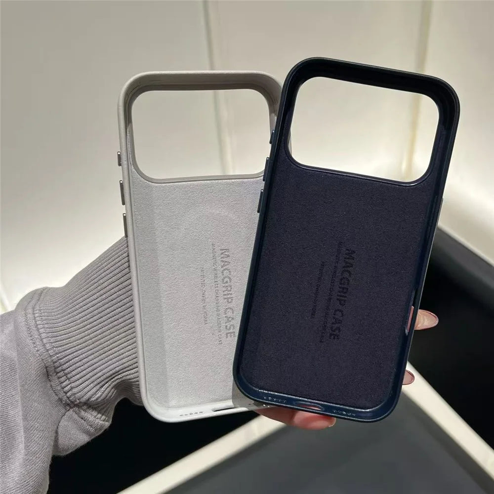 For iPhone 17 Pro Max Magnetic Case Finger Holder Kickstand PU Leather + PC Phone Cover - Orange - 4