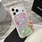 For iPhone 17 Pro Max Case Magnetic Rotating Kickstand Glacier Texture PC + TPU Phone Cover - Pink Green - 2
