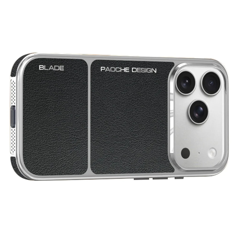 For iPhone 17 Pro Max Magnetic Case Leather Coated PC + TPU Heat Dissipation Phone Back Cover - Black - 1