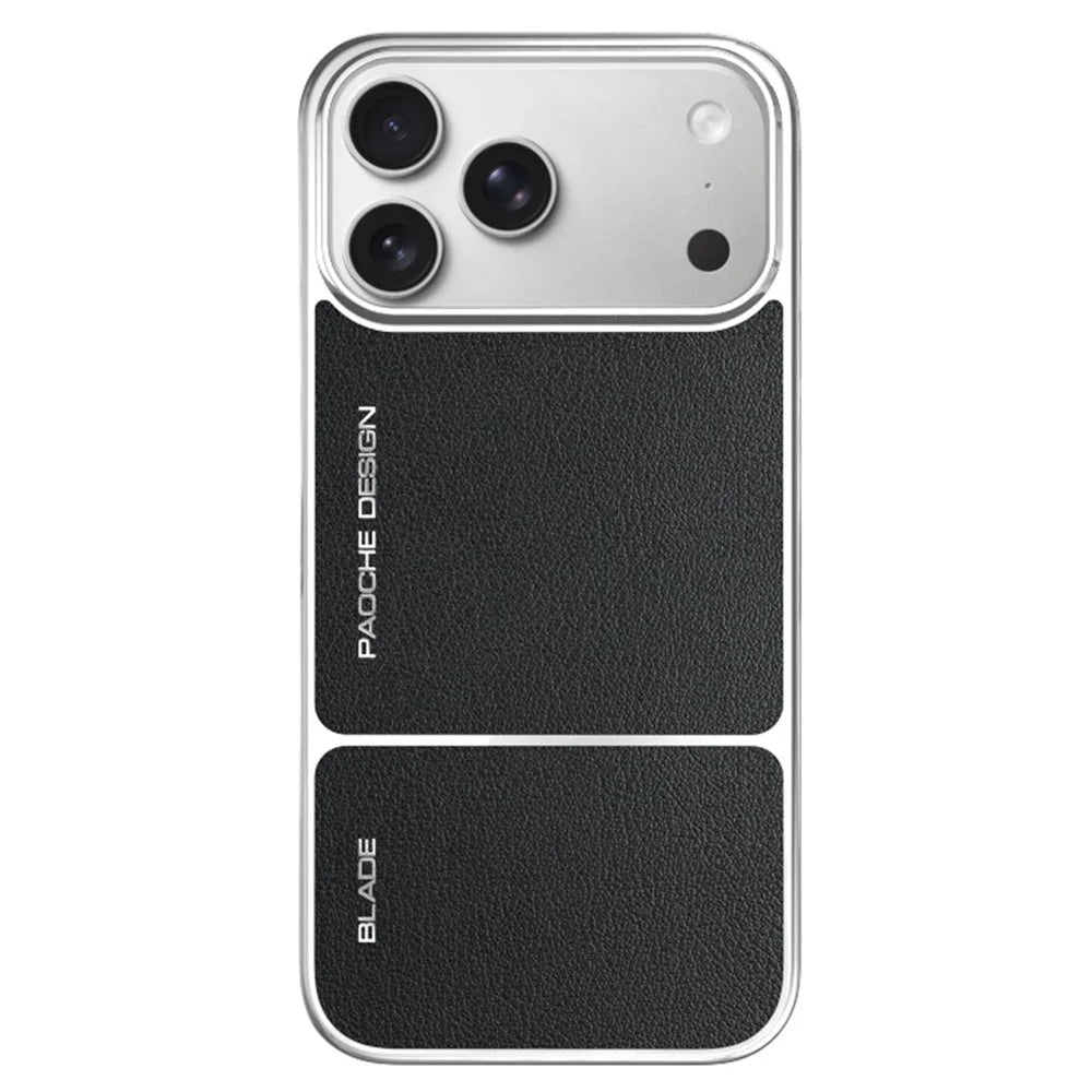 For iPhone 17 Pro Magnetic Case Leather Coated PC + TPU Heat Dissipation Phone Back Cover - Black - 2