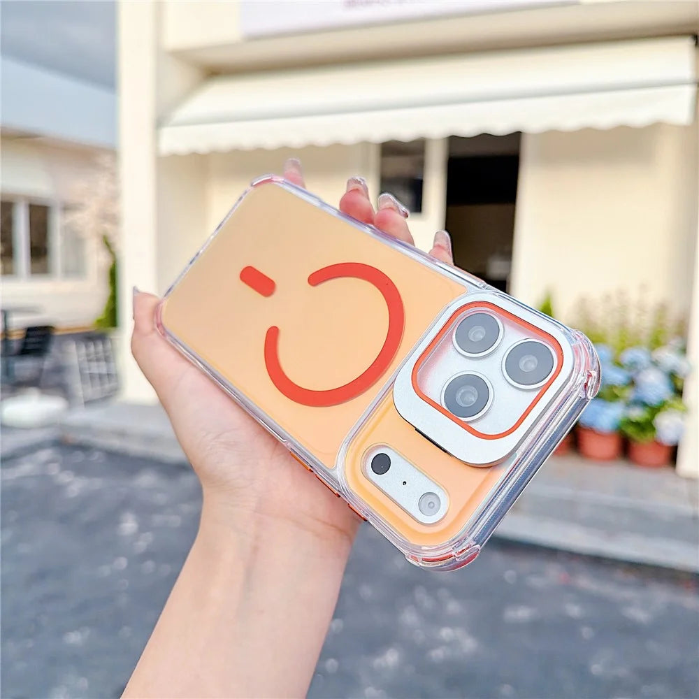 For iPhone 17 Pro Max Magnetic Case Four Corner Drop Protection TPU + Acrylic Gradient Phone Cover with Lens Film Kickstand - Orange - 2