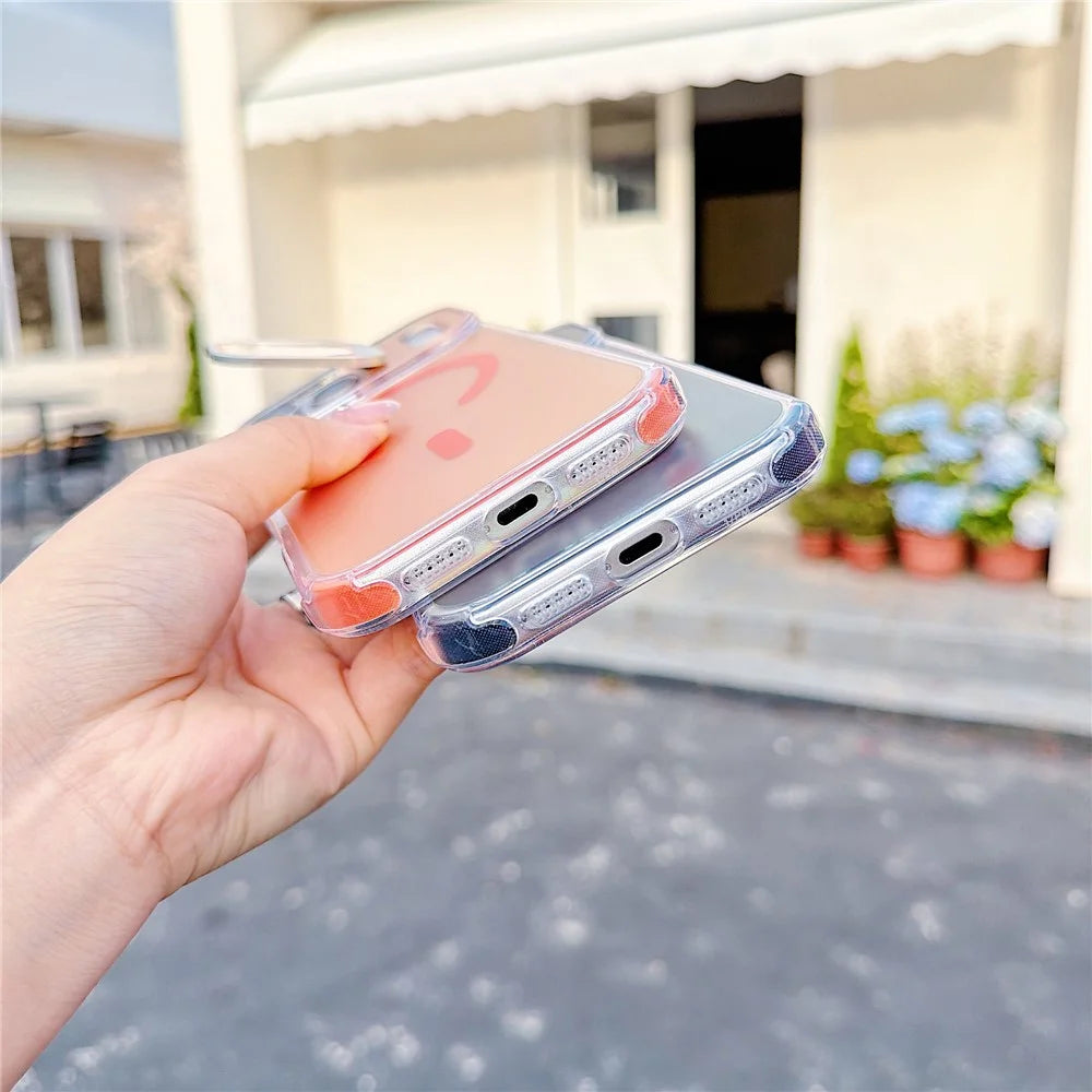 For iPhone 17 Pro Max Magnetic Case Four Corner Drop Protection TPU + Acrylic Gradient Phone Cover with Lens Film Kickstand - Orange - 7