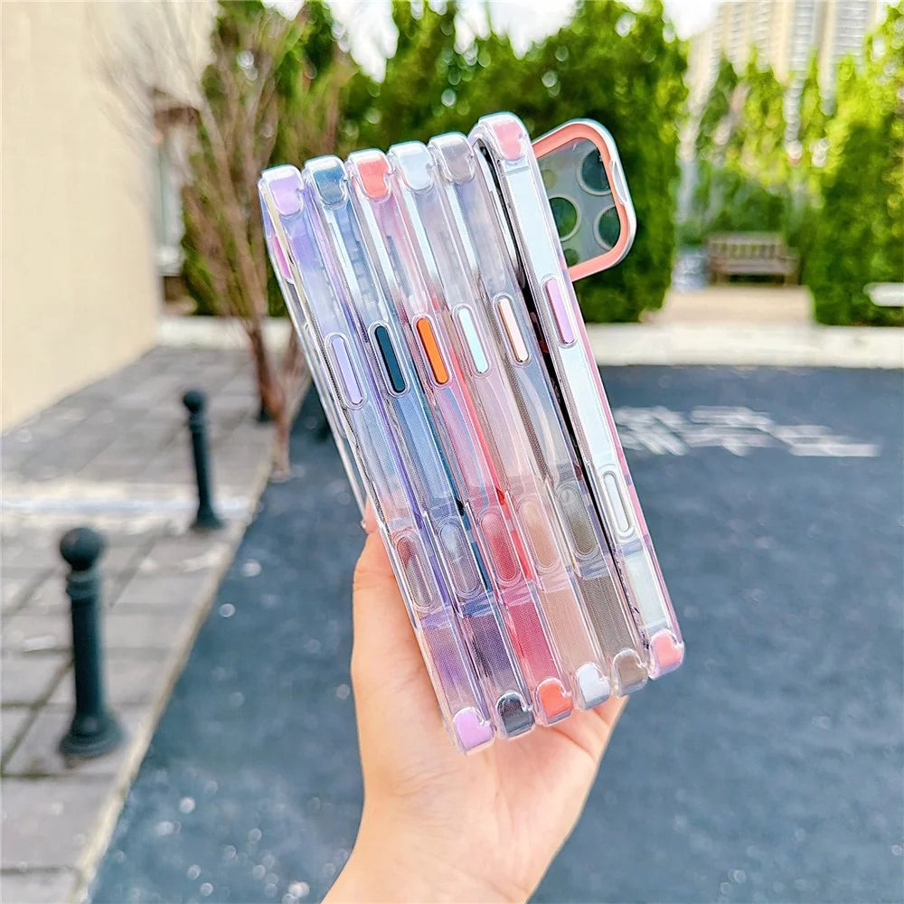 For iPhone 16 Pro Max Magnetic Case Four Corner Drop Protection TPU + Acrylic Gradient Phone Cover with Lens Film Kickstand - Black - 4