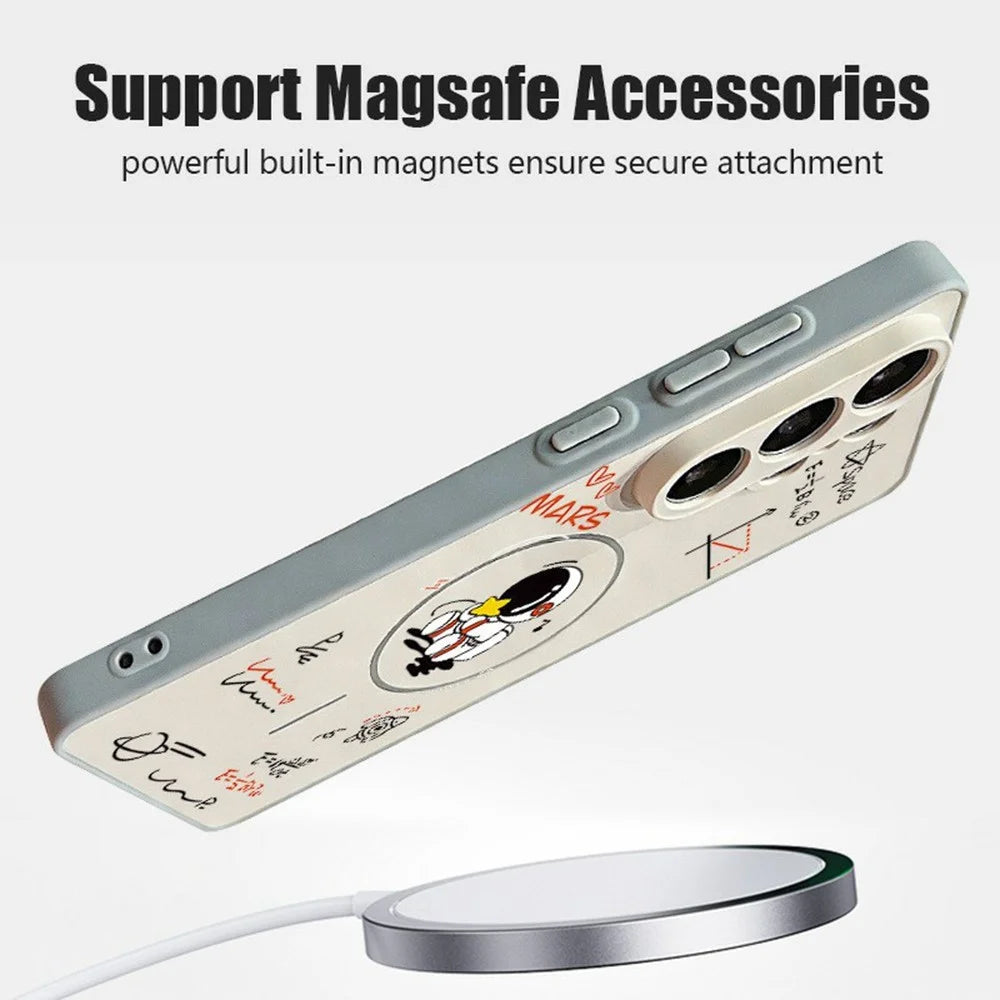 For Samsung Galaxy S26 Ultra Magnetic Case Cute Astronaut Pattern Shockproof TPU Phone Cover - Grey / A122G1 - 2