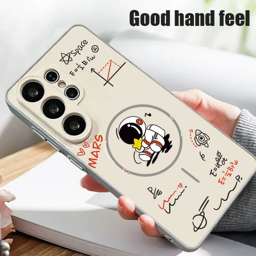For Samsung Galaxy S25 Ultra Magnetic Case Cute Astronaut Pattern Shockproof TPU Phone Cover - Grey / A122G1 - 3